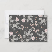 赤面エレガントピンク&ダークグレーフローラウェディングRSVP 出欠カード (裏面)