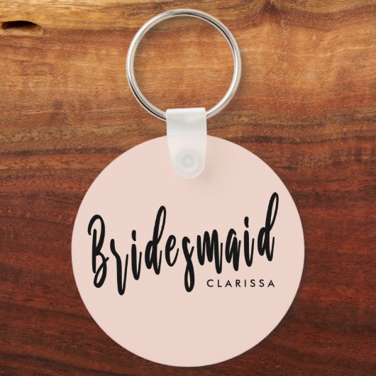 赤面エレガントピンク&ブラックの花嫁メイド キーホルダー (正面)