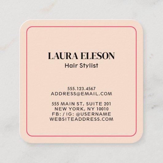 赤面エレガントピンク&ブラックバタフライウィメンズ美しい スクエア名刺 (裏面)