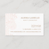 赤面エレガントピンク&ホワイトフローラの葉レース 名刺 (裏面)