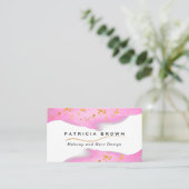 赤面エレガントピンク&金ゴールドグリッター 名刺 (スタンド正面)