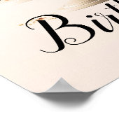 赤面エレガントピーチフローラケーキバースデーパーティー ポスター (角)