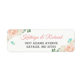 赤面エレガントピーチボタニック庭園の結婚式 ラベル