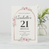 赤面エレガントフローラアーチ21st誕生日招待状 招待状 (スタンド正面)