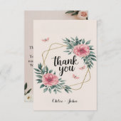 赤面エレガントフローラカスタムウェディング サンキューカード (正面/裏面)