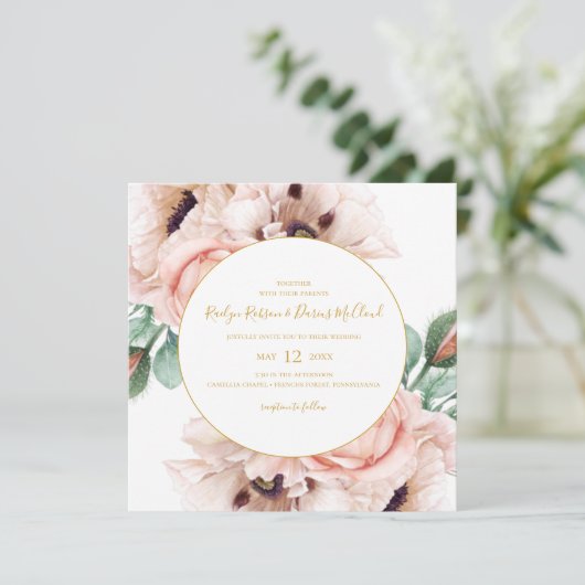 赤面エレガントフローラガーデン |スクエア結婚ズ 招待状 (スタンド正面)