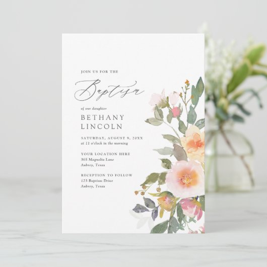 赤面エレガントフローラグリーナリーガールバプテスマ 招待状 (スタンド正面)