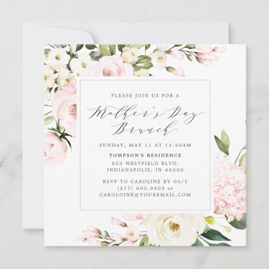 赤面エレガントフローラグリーナリーマザーズデイブランチ 招待状 (正面)