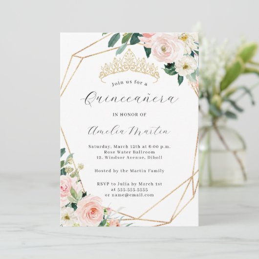 赤面エレガントフローラティアラジオメトリックキンセアニェラ 招待状 (スタンド正面)