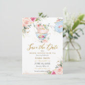 赤面エレガントフローラハイティーパーティーブライダルシャワー セーブザデート (スタンド正面)