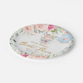 赤面エレガントフローラハイティーパーティーブライダルシャワー ペーパープレート (アングル)