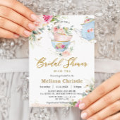 赤面エレガントフローラハイティーパーティーブライダルシャワー 招待状