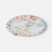 赤面エレガントフローラハイティーパーティーベビーシャワー ペーパープレート (アングル)
