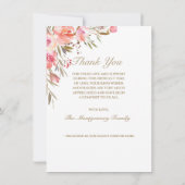 赤面エレガントフローラバラオリーブフォント写真葬儀 サンキューカード (裏面)