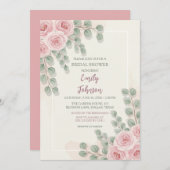 赤面エレガントフローラブライダルシャワー招待カード 招待状 (正面/裏面)
