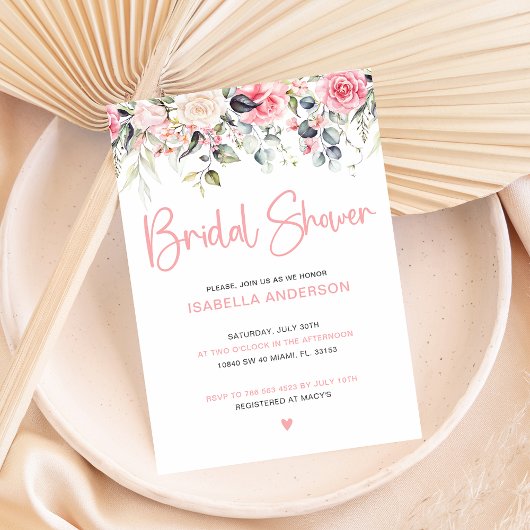 赤面エレガントフローラブライダルシャワー招待 招待状