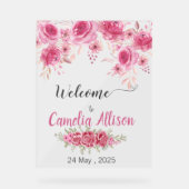 赤面エレガントフローラベビーシャワーウェルカム アクリルサイン (正面)