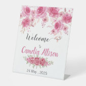 赤面エレガントフローラベビーシャワーウェルカム 台座サイン (正面)