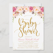 赤面エレガントフローラベビーシャワー招待 招待状 (正面)
