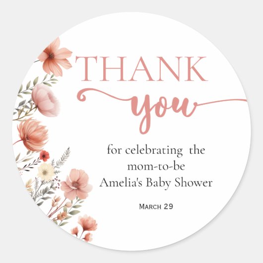 赤面エレガントフローラベビー開花ありがとう ラウンドシール (正面)