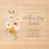 赤面エレガントフローラマザーズデイブランチ アクリル招待状 (正面)