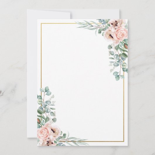 赤面エレガントフローラユーカリ幾何学金ゴールド 招待状 (裏面)