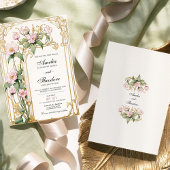 赤面エレガントフローラヴィンテージウェディング招待状 招待状