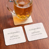 赤面エレガントフローラ書道スクリプトのアンパサンド スクエアペーパーコースター