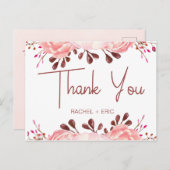 赤面エレガントフローラ結婚の感謝はがき ポストカード (正面/裏面)