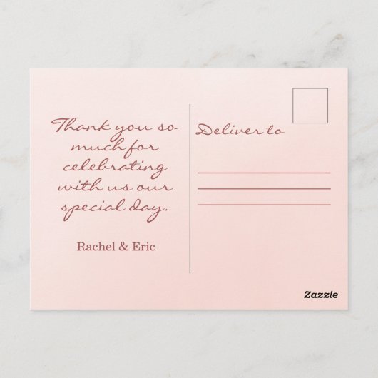 赤面エレガントフローラ結婚の感謝はがき ポストカード (裏面)