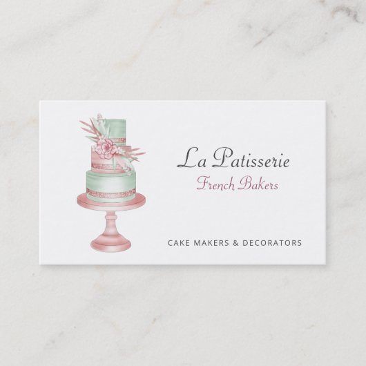 赤面エレガントフローラ結婚ケーキメーカーベーカリー 名刺 (正面)