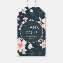 赤面エレガントフローラ結婚ズサンキューブルー ギフトタグ