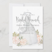 赤面エレガントフローラ結婚ズドレスブライダルブランチ 招待状 (正面)