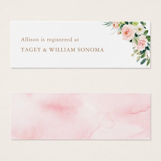 赤面エレガントブライダルシャワーレジストリ挿入カード (正面&裏面)