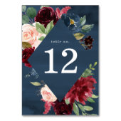 赤面エレガントブルゴーニュと海軍フローラ結婚ズ テーブルナンバー (正面)