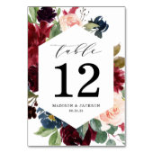 赤面エレガントブルゴーニュと海軍フローラ結婚ズ テーブルナンバー (裏面)