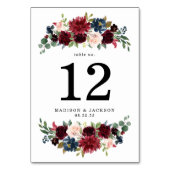 赤面エレガントブルゴーニュと海軍フローラ結婚ズ テーブルナンバー (裏面)