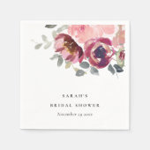 赤面エレガントブルゴーニュフローラ束ブライダルシャワー スタンダードカクテルナプキン (正面)