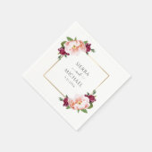 赤面エレガントブルゴーニュフローラ結婚金ゴールド スタンダードカクテルナプキン (角)