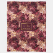 赤面エレガントブルゴーニュ金ゴールドウォーター色フローラコージー フリースブランケット (正面)