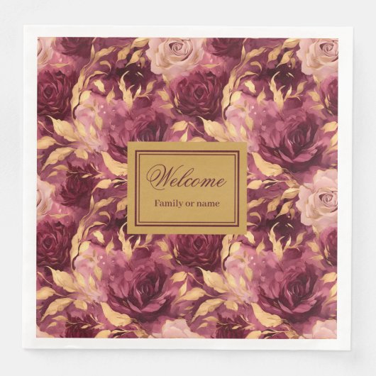 赤面エレガントブルゴーニュ金ゴールドパーソナライズされたクロス (正面)