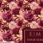 赤面エレガントブルゴーニュ金ゴールドフローラパーソナライズされた フリースブランケット