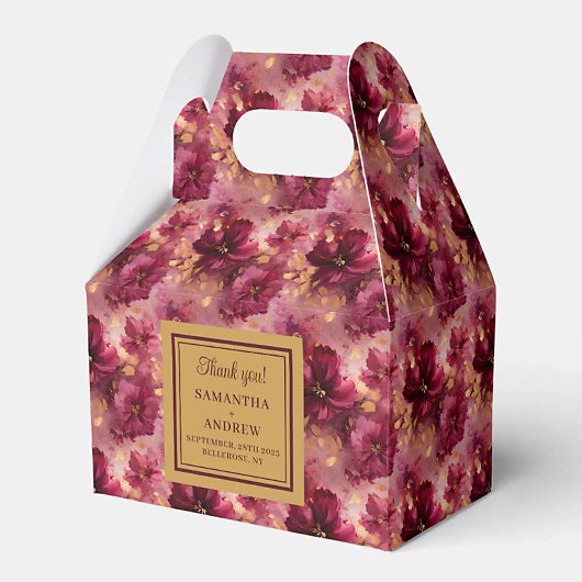 赤面エレガントブルゴーニュ金ゴールド結婚ズサンキューボックス フェイバーボックス