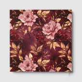 赤面エレガントブルゴーニュ金ゴールド結婚フローラ ゲストブック (裏面)