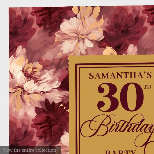 赤面エレガントブルゴーニュ金ゴールド30th誕生日パーティー スタンダードカクテルナプキン