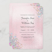 赤面エレガントホロモダングラフィグリッター金属 招待状 (正面/裏面)