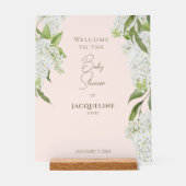 赤面エレガントホワイトフローラベビーシャワーウェルカム アクリルサイン (正面)