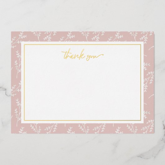 赤面エレガントボタニカルサンキューフォイルノートカード 箔シーズンカード (正面)