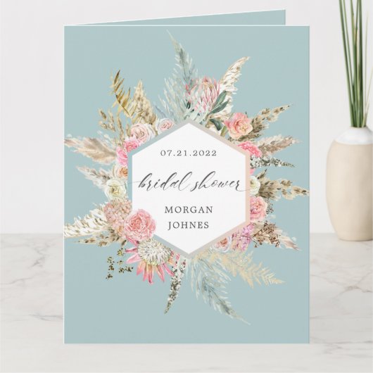 赤面エレガントボヘミアンフローラブライダルシャワー カード (正面)