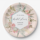 赤面エレガントボヘミアンフローラブライダルシャワー ペーパープレート (正面)